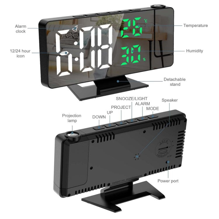 Reloj Despertador Con Proyector De 180°