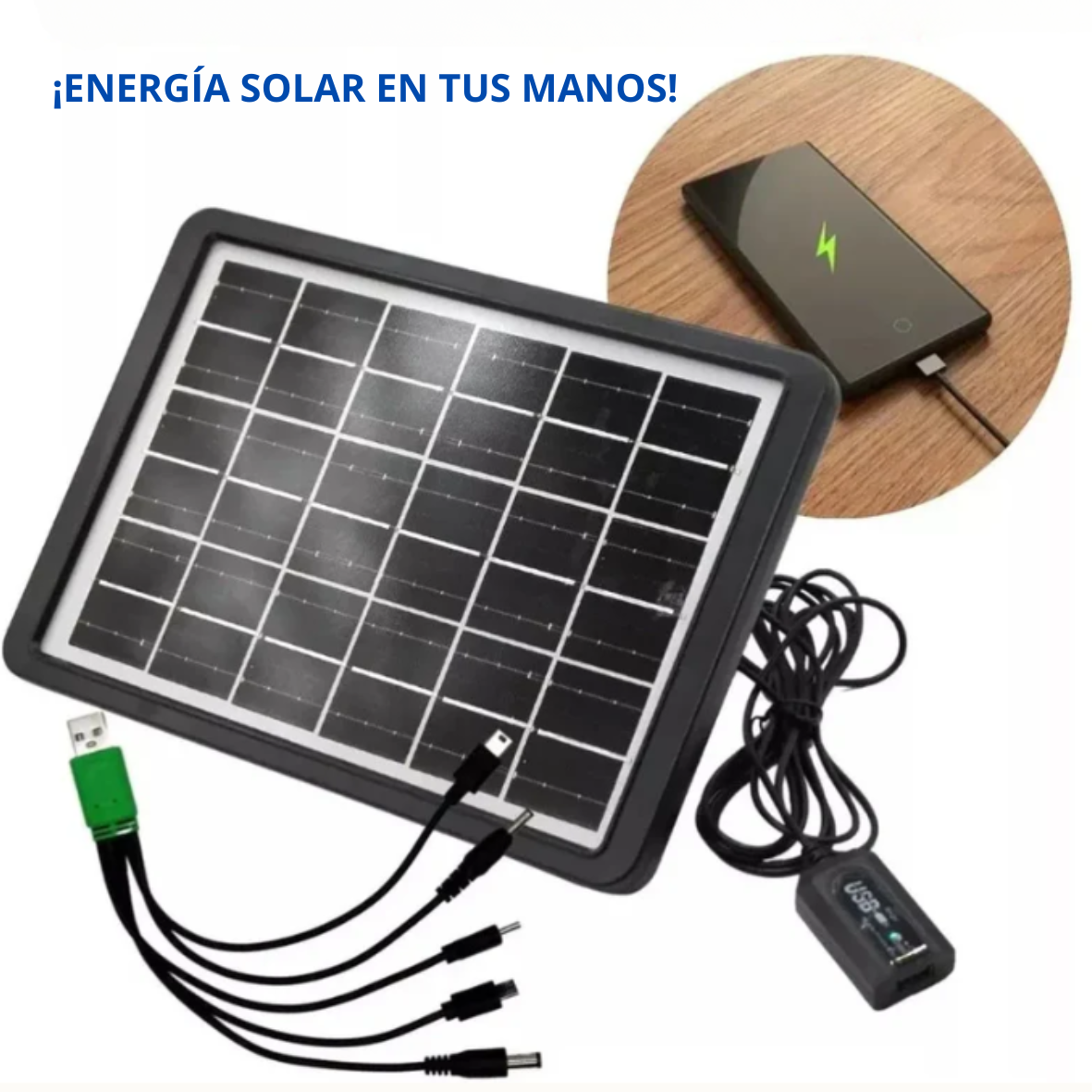 Cargador Para Celular de Panel Solar 4 W - permite recargar cualquier otro dispositivo